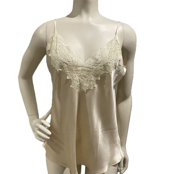 GINIA 100% Silk Lace Camisole Cream US 10 / AU 14 Bridal Lingerie Top - Picture 1 of 15